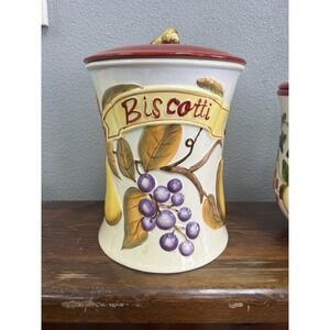 Vintage Biscotti Jar - Handmade for Nonni's:  Glazed Ceramic, Beautiful (772)